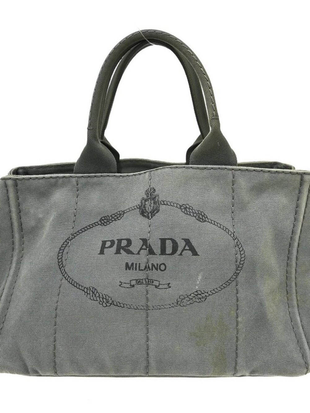 Prada Gray Canvas Canapa Tote Handbag